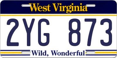 WV license plate 2YG873