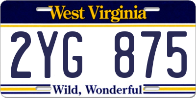 WV license plate 2YG875
