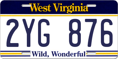 WV license plate 2YG876