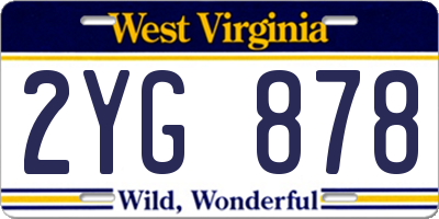 WV license plate 2YG878