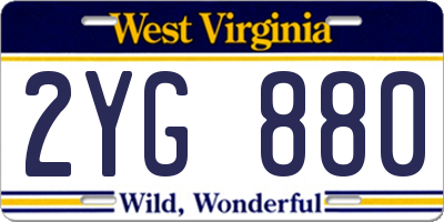 WV license plate 2YG880