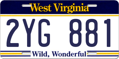 WV license plate 2YG881