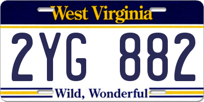 WV license plate 2YG882
