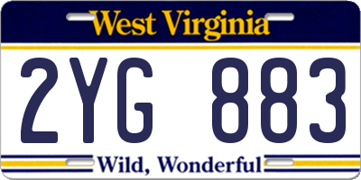 WV license plate 2YG883