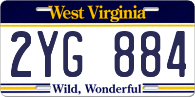 WV license plate 2YG884