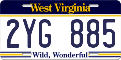 WV license plate 2YG885