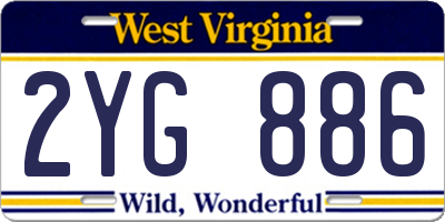 WV license plate 2YG886