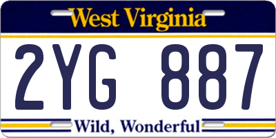 WV license plate 2YG887