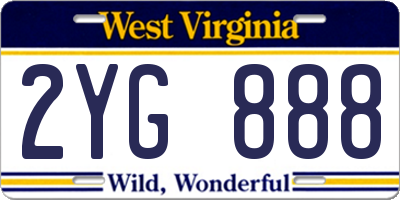 WV license plate 2YG888