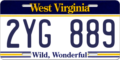 WV license plate 2YG889