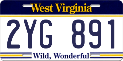 WV license plate 2YG891