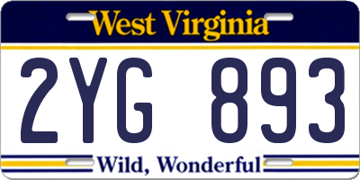 WV license plate 2YG893