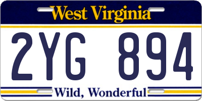 WV license plate 2YG894