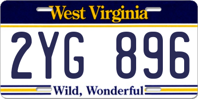 WV license plate 2YG896