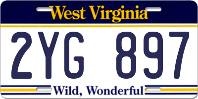 WV license plate 2YG897