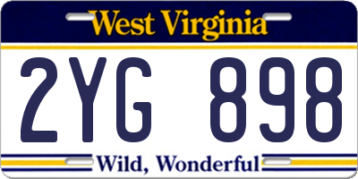 WV license plate 2YG898