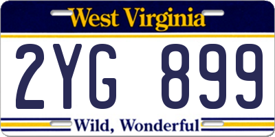 WV license plate 2YG899