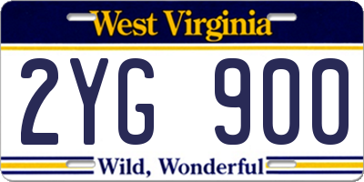 WV license plate 2YG900