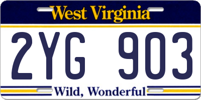 WV license plate 2YG903