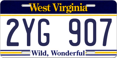 WV license plate 2YG907