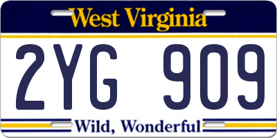 WV license plate 2YG909
