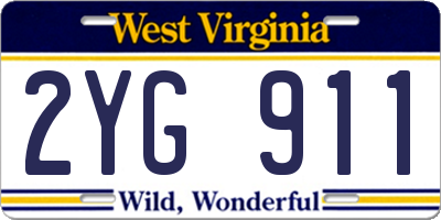 WV license plate 2YG911