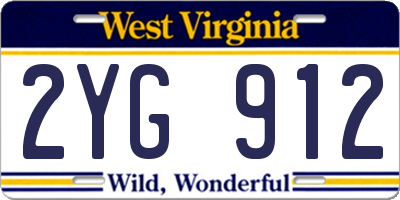 WV license plate 2YG912