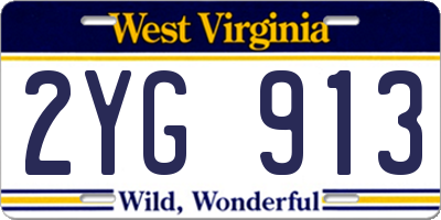 WV license plate 2YG913
