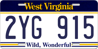 WV license plate 2YG915