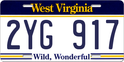 WV license plate 2YG917