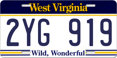 WV license plate 2YG919