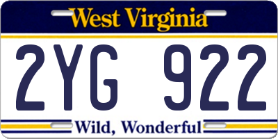 WV license plate 2YG922