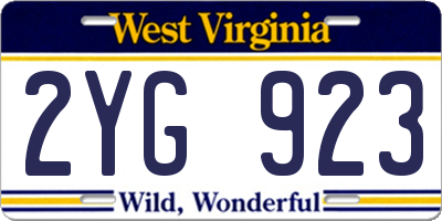 WV license plate 2YG923