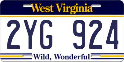 WV license plate 2YG924