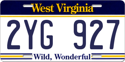 WV license plate 2YG927