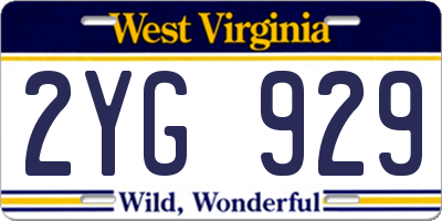 WV license plate 2YG929