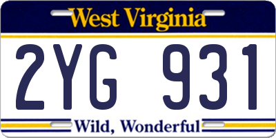 WV license plate 2YG931