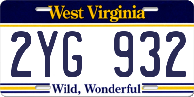 WV license plate 2YG932