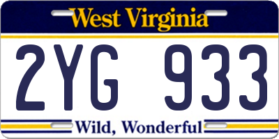 WV license plate 2YG933