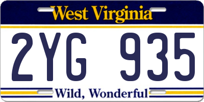 WV license plate 2YG935