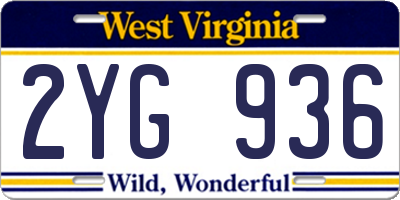 WV license plate 2YG936
