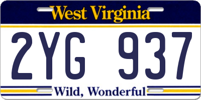 WV license plate 2YG937