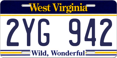 WV license plate 2YG942
