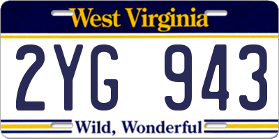 WV license plate 2YG943