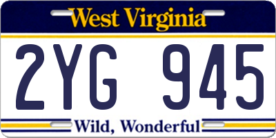 WV license plate 2YG945