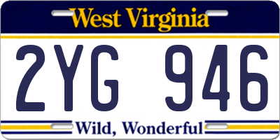 WV license plate 2YG946