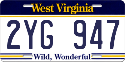 WV license plate 2YG947