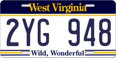 WV license plate 2YG948