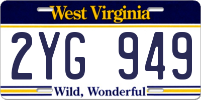 WV license plate 2YG949