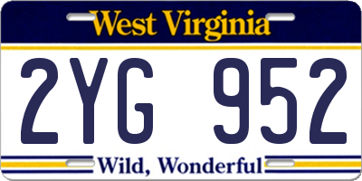 WV license plate 2YG952